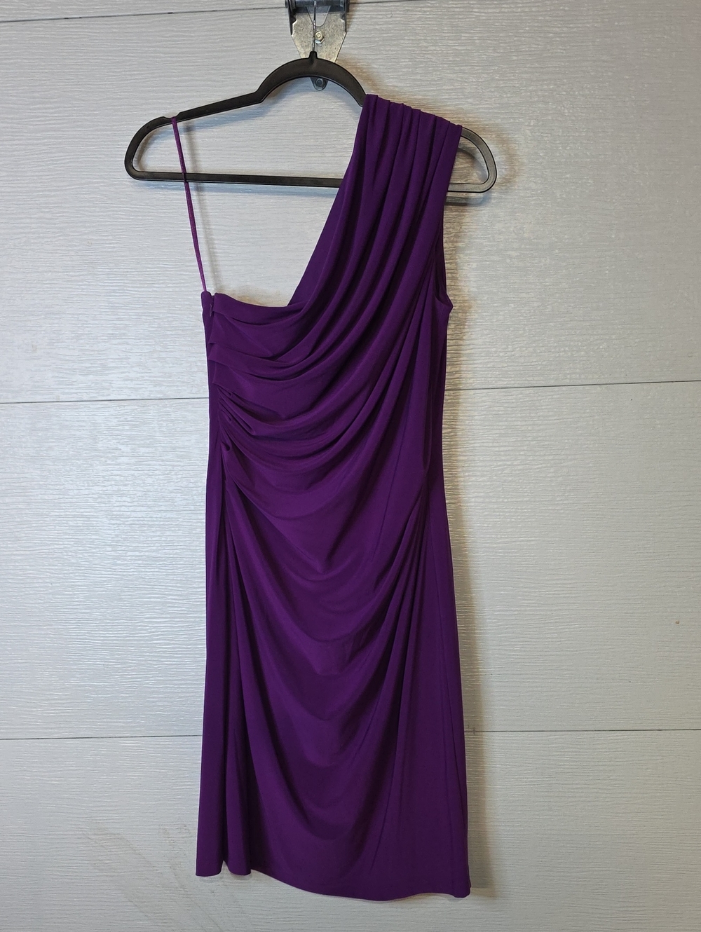Evan Picone One-Shoulder Draped Purple Cocktail Dress